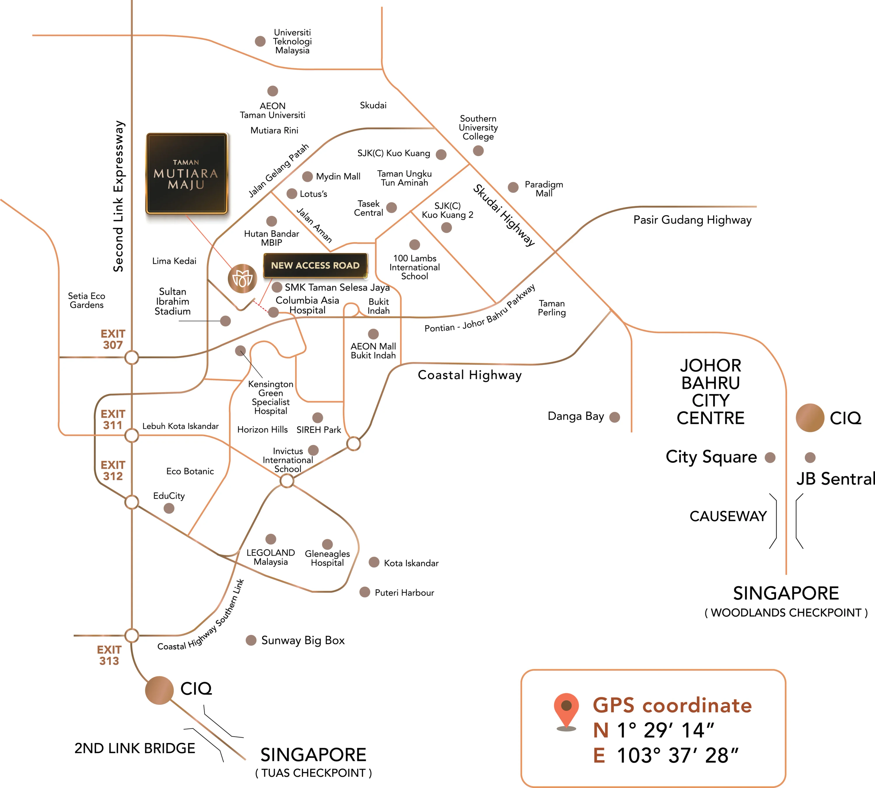 LUXE Villas I location map showing surrounding education, shopping, leisure, and road connections